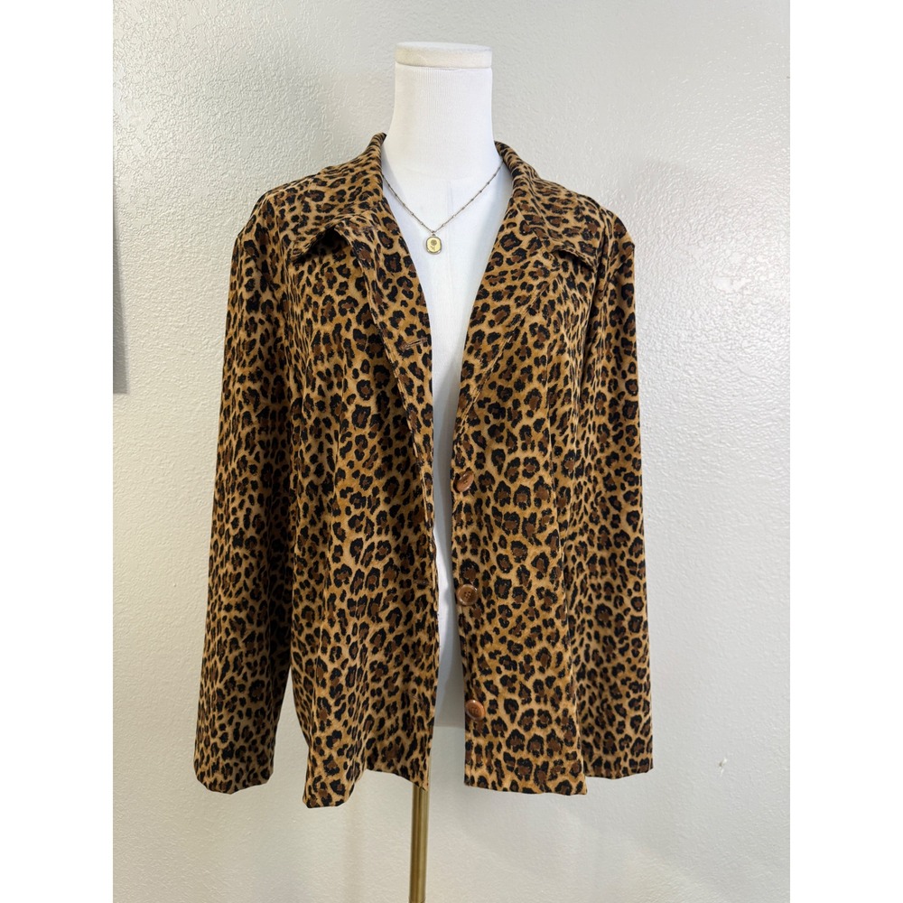 Leopard print blazer jacket vintage mob wife oversized 1X